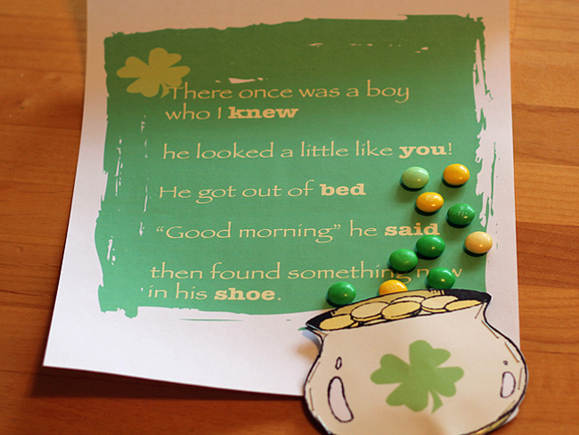 St. Patrick's Day Limerick Hunt - includes 4 printable pages to hide around the house as well as a printable pot of gold to fill with goodies!