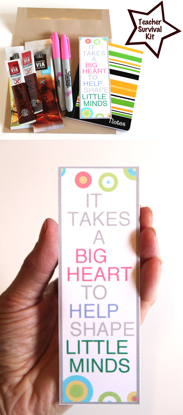 Awesome DIY Teacher appreciation kit - love the quote on the printable bookmark!