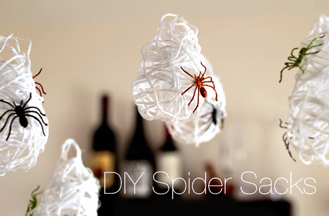 DIY Halloween Spider Sack Decor - the perfect Halloween craft to make with kids. Lots of hands on fun and the result is so impressive!