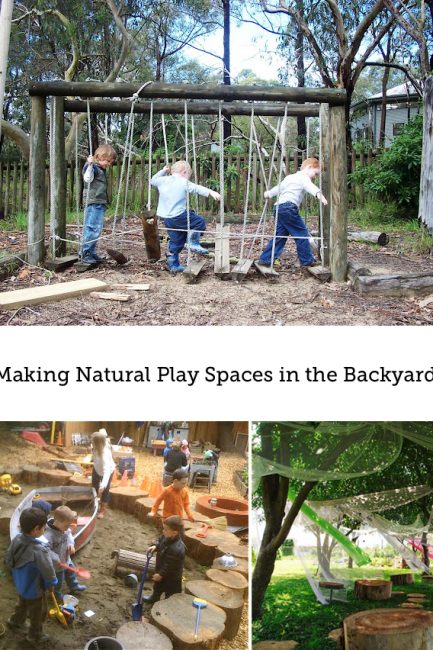 Such cool ideas on how to set up a natural play space for your kids in the backyard (part of a 4-part series) - bye, bye plastic slide - hello forts and logs!
