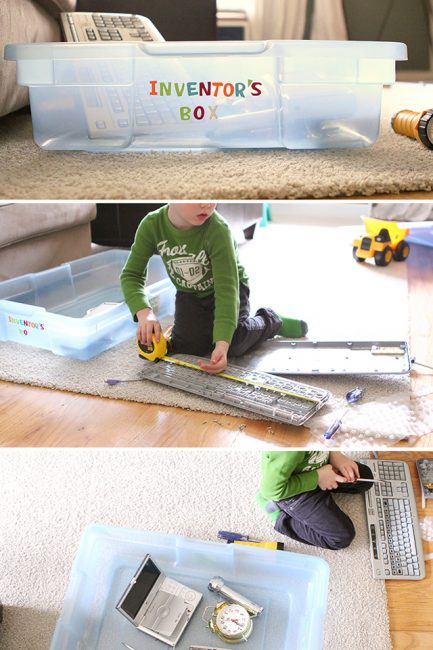 DIY Inventor's Box - a super easy and cheap way to build STEM skills at home (and to keep the kids entertained!)