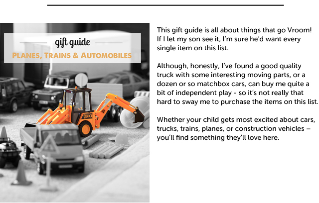 Top toys for kids who love planes, trains, cars, and construction vehicles - great detailed recommendations here!