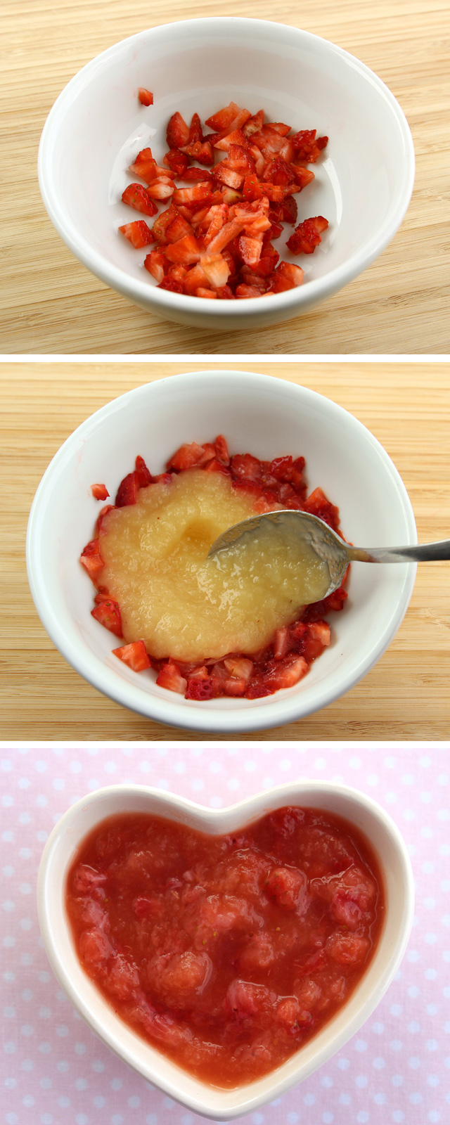 Homemade strawberry applesauce: 3 healthy Valentine snack ideas - yumm!