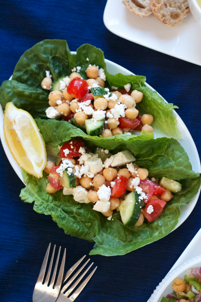 Try these Chickpea & Feta Lettuce Wraps, plus 10 more quick lunches made with chickpeas!