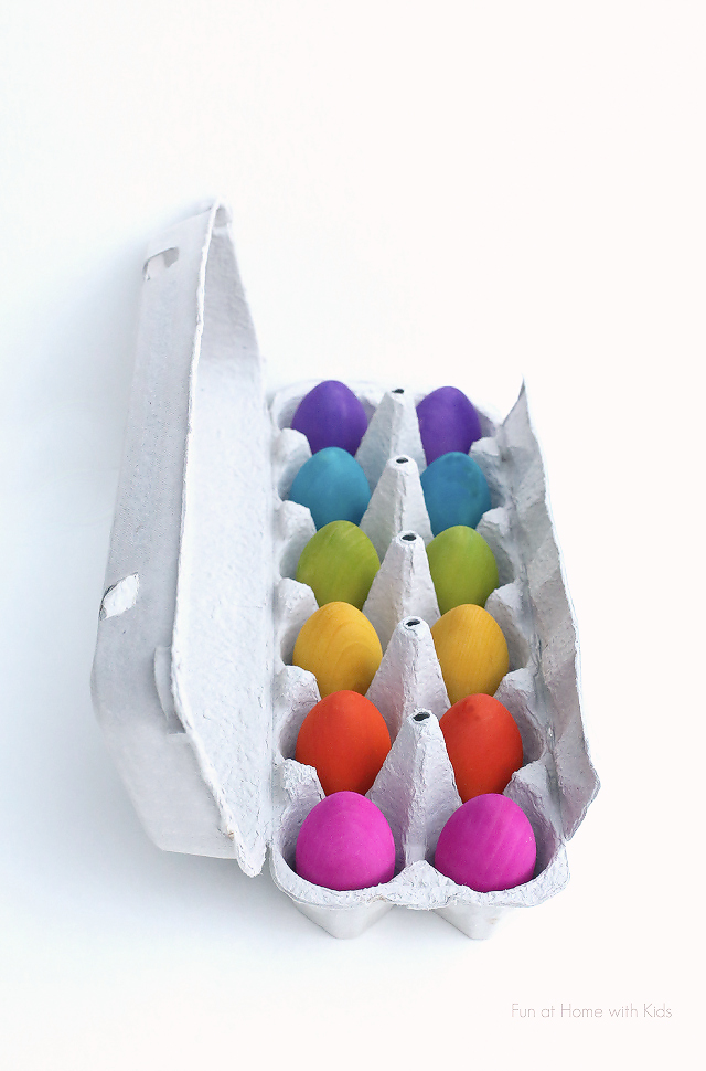 Such a great Easter project to do with the kids or to slip into their baskets - these vividly colored wooden toys will well outlast the holiday!