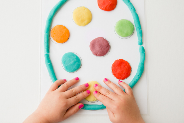 Easter Egg Playdough Mats - what a fun Easter basket filler! Post also has recipe for super smooth Jell-O play dough.