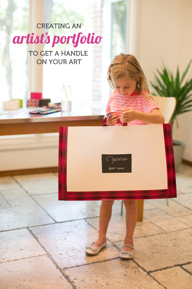Creating an artist's portfolio with Scotch® Duct Tape to get a handle on your children's artwork.