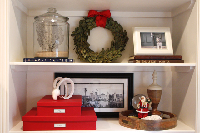 Great ideas for how to make your holiday decor do double duty as storage.