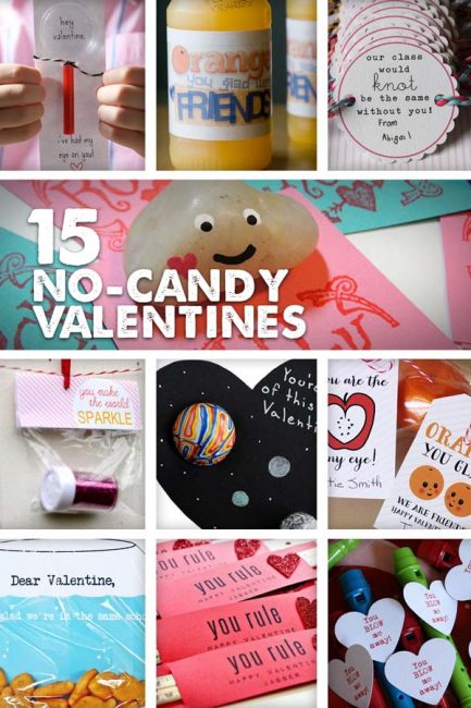 Lots of great candy-free Valentines for kids to bring to class.