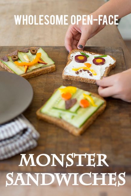 Open Faced Halloween Sandwiches - such a fun and easy idea and love that it doesn't already load them up with sugar before trick-or-treating