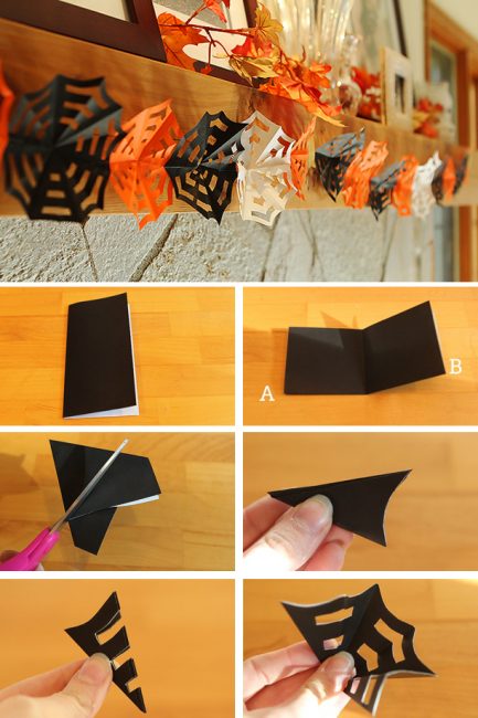 DIY Halloween Decor: How to make origami Spiderweb Garlands