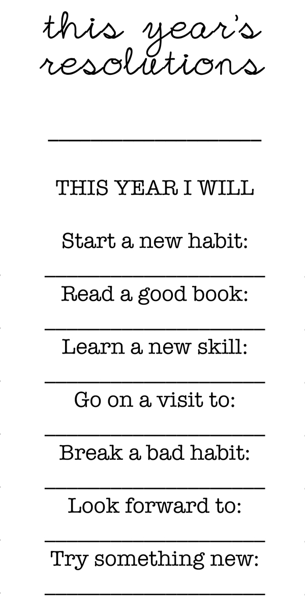 Printable New Year Resolution Template Printable Word Searches