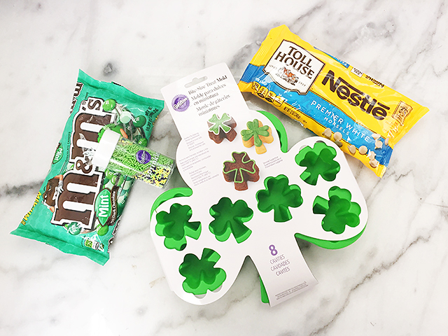 St. Patrick's Day dessert, kid friendly recipes, St. Patrick's Day treat, white chocolate shamrocks