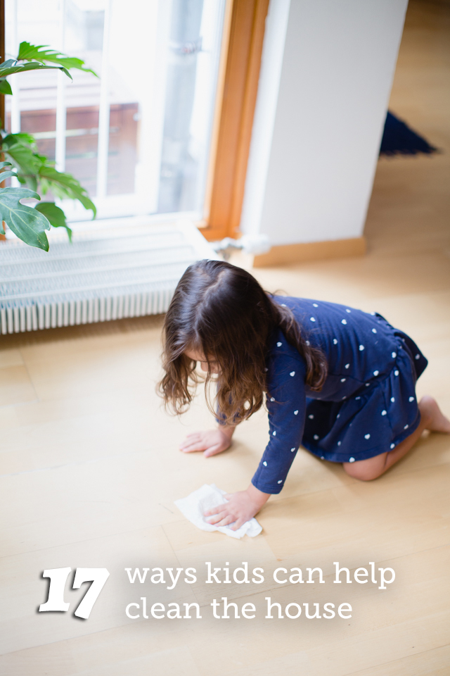 Chores for Young Kids - 17 Ways kid can help clean the house using simple baby wipes. #spon