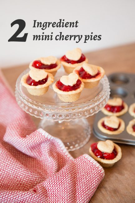 Two ingredient mini cherry pies - such an easy and fun Valentine treat to make with the kids!